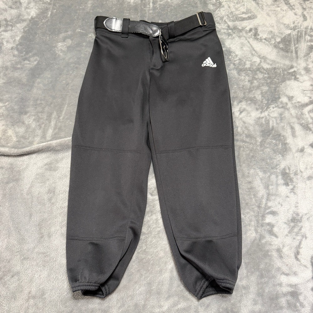 Adidas Aeroready Kids Baseball Pants Black Belted Size Medium M Athletic Sport